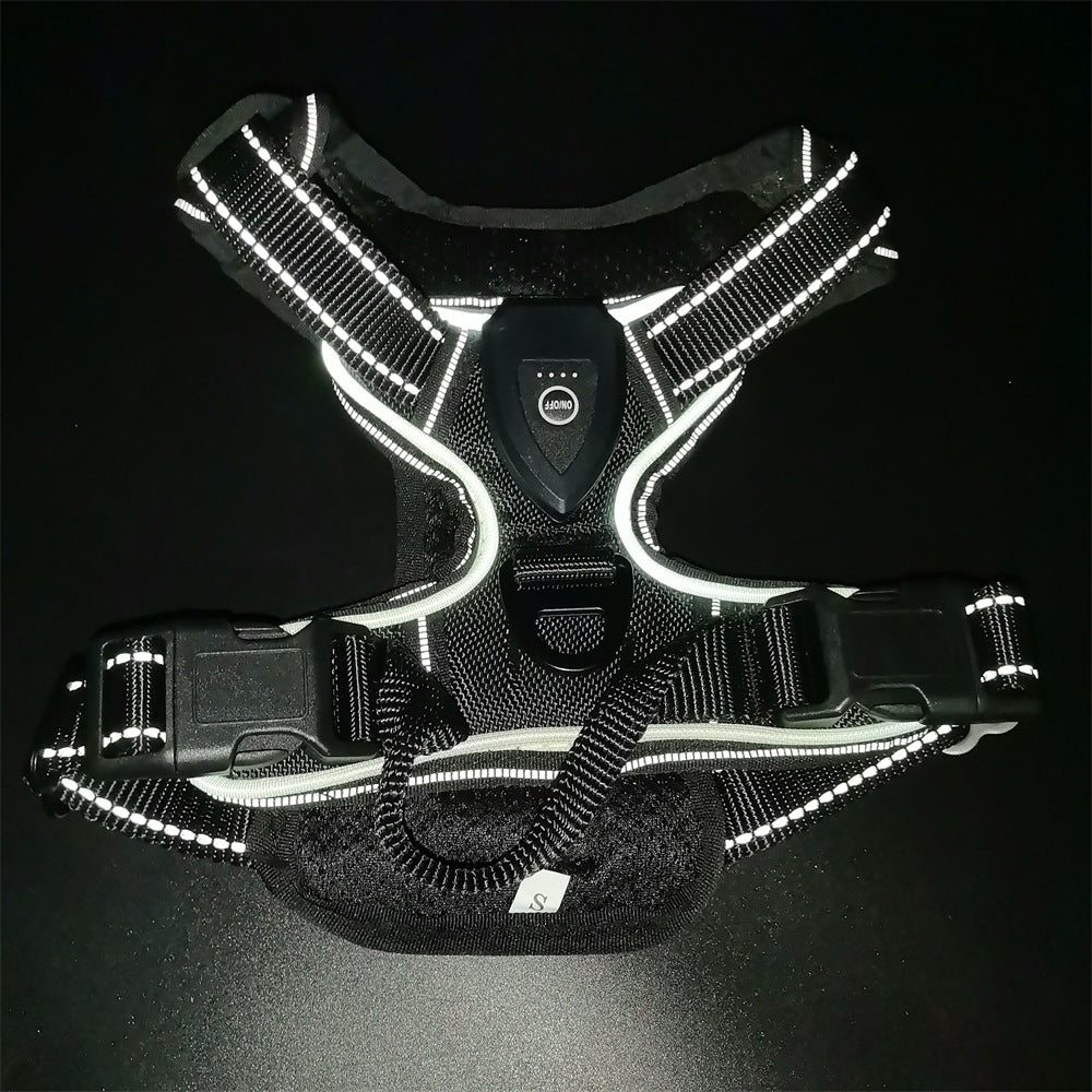 LED Luminous Pet Chest Strap Night Dog Walking Anti-car Accident Adjustable Flash Cat and Dog Vest