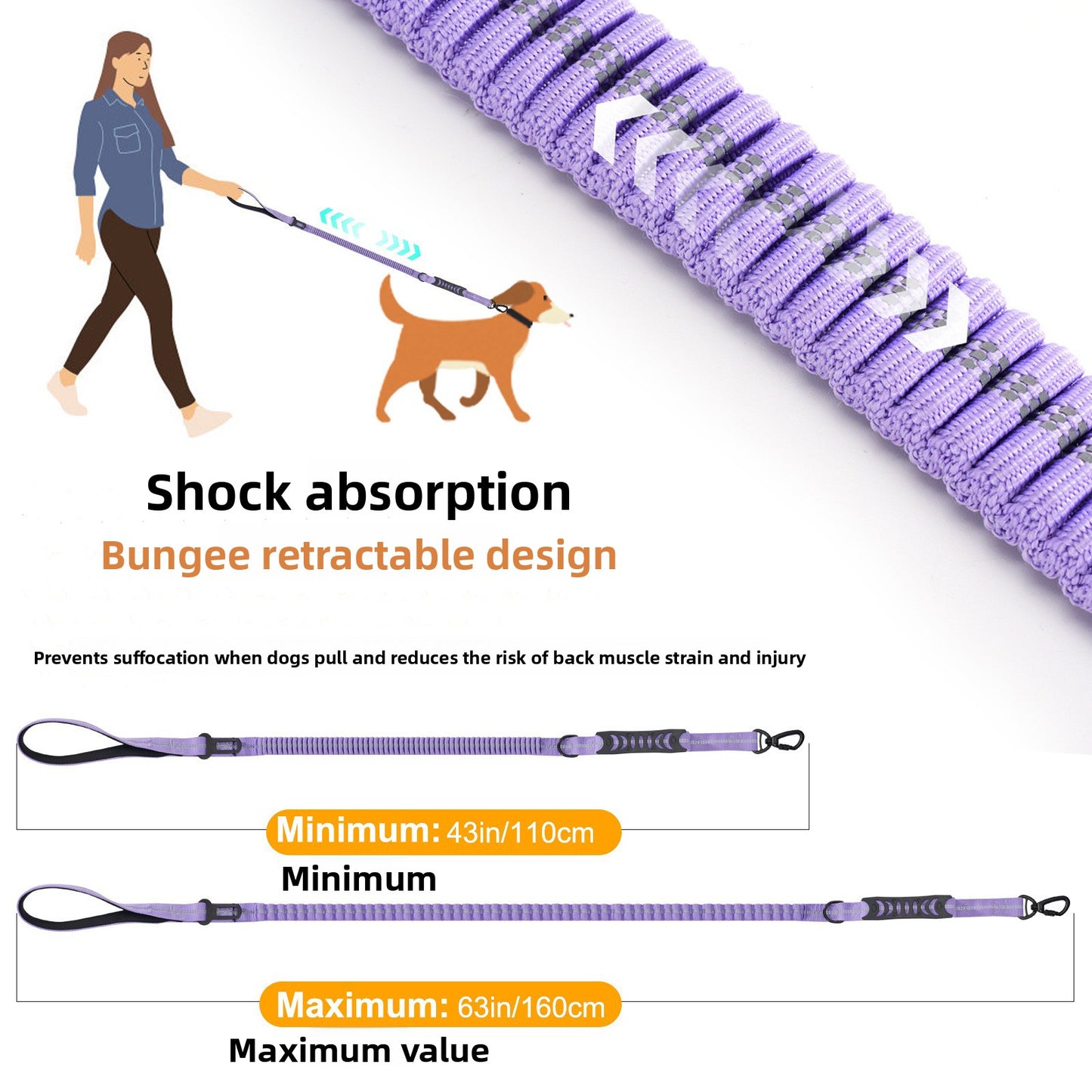 Multifunctional Retractable Dog Leash with Safety Belt