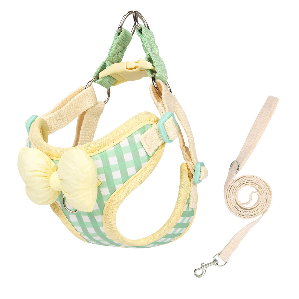 Adjustable Dog Harness Leash with Bow