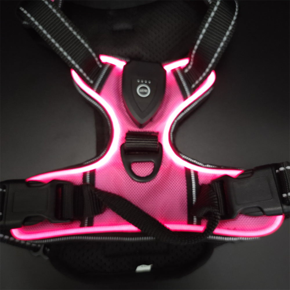 LED Luminous Pet Chest Strap Night Dog Walking Anti-car Accident Adjustable Flash Cat and Dog Vest