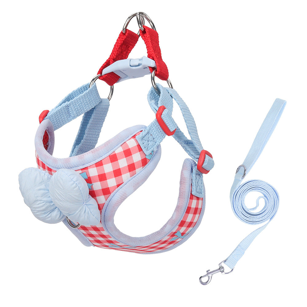 Adjustable Dog Harness Leash with Bow