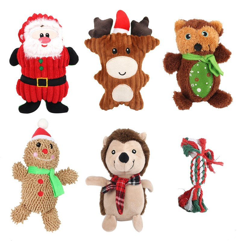 Christmas Plush Squeaky Dog Chew Toys