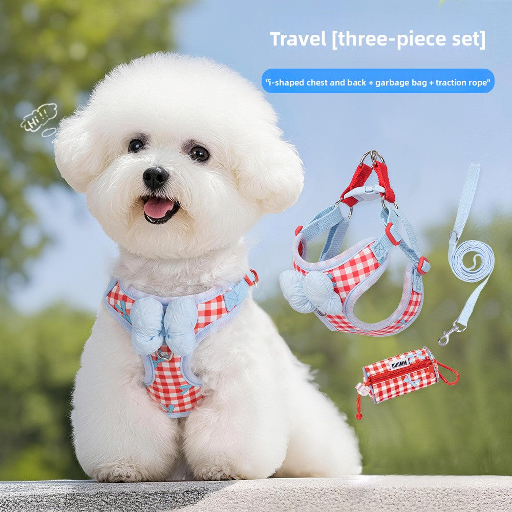 Adjustable Dog Harness Leash with Bow