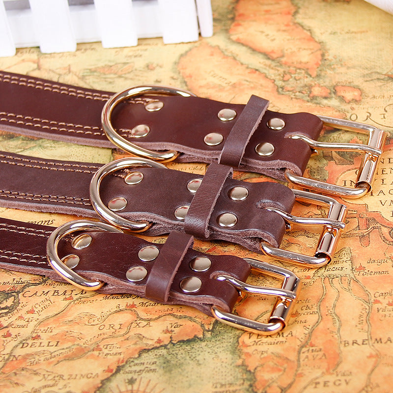 Cowhide Dog Collar with Copper Buckle