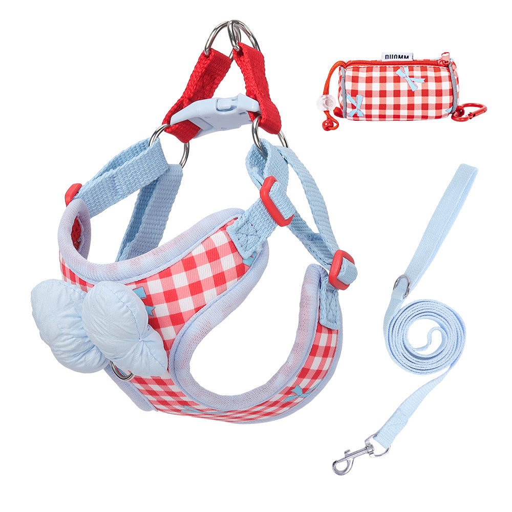 Adjustable Dog Harness Leash with Bow
