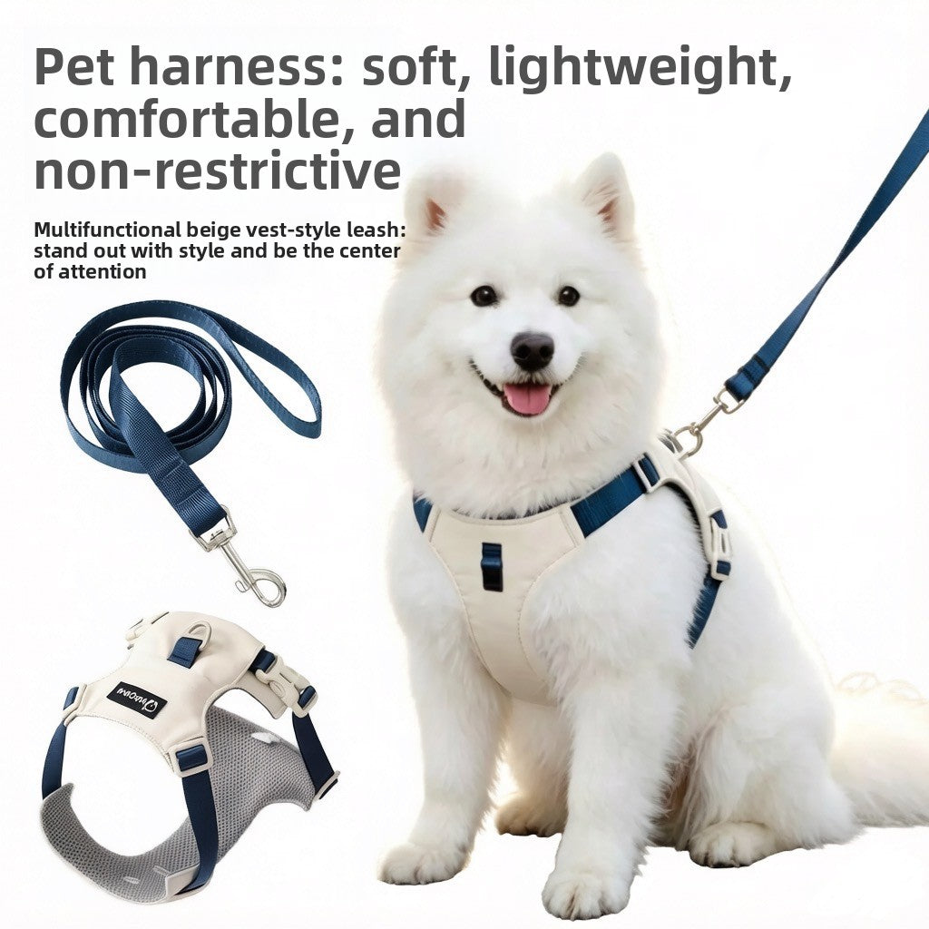 Adjustable Dog Harness with Leash Waterproof Oxford Fabric