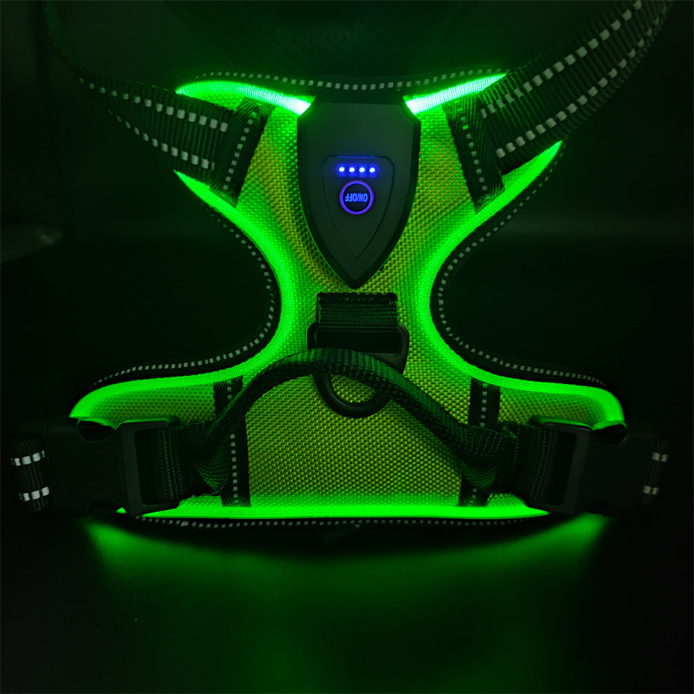 LED Luminous Pet Chest Strap Night Dog Walking Anti-car Accident Adjustable Flash Cat and Dog Vest