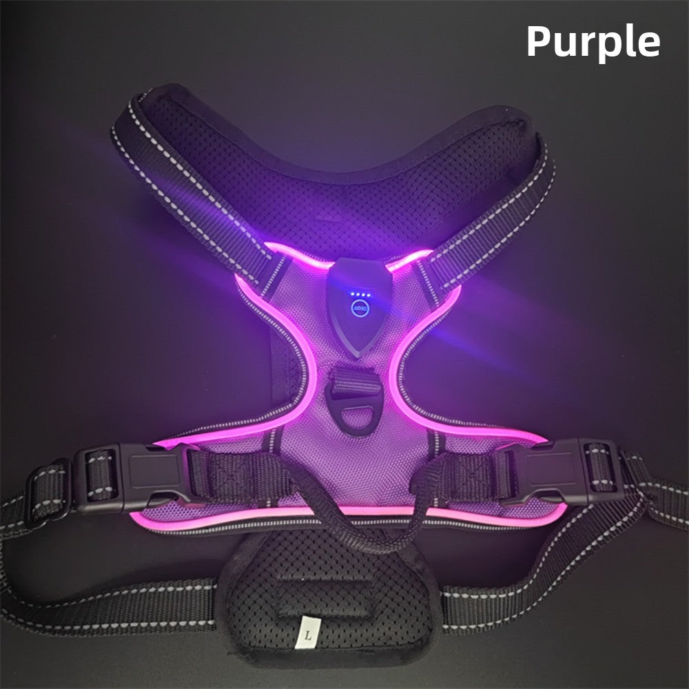 LED Luminous Pet Chest Strap Night Dog Walking Anti-car Accident Adjustable Flash Cat and Dog Vest
