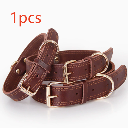 Cowhide Dog Collar with Copper Buckle