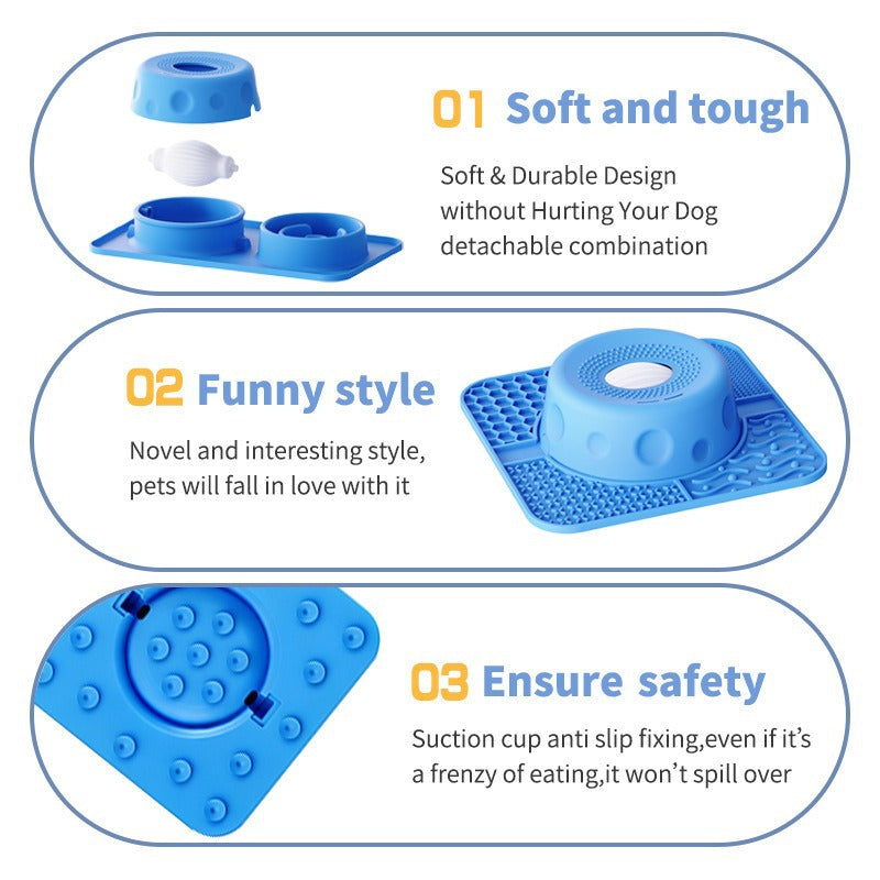 Adjustable Raised Slow Feeder Bowl Set