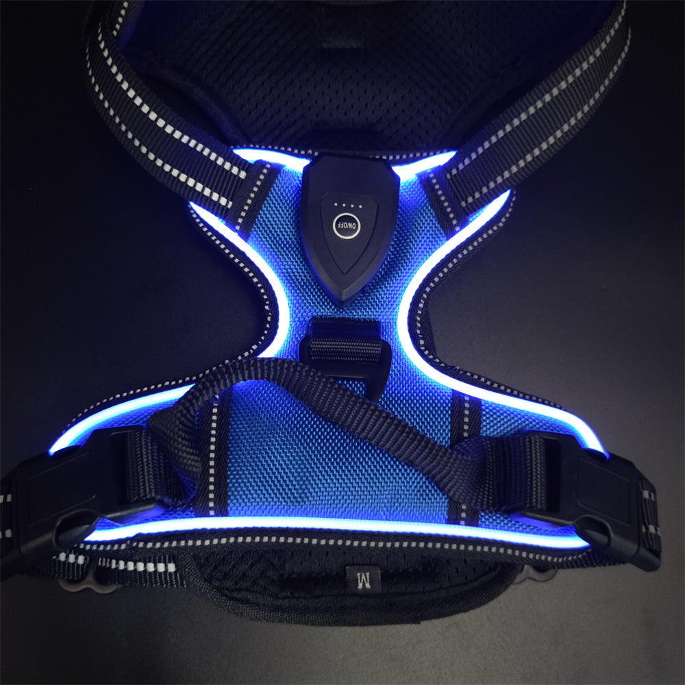 LED Luminous Pet Chest Strap Night Dog Walking Anti-car Accident Adjustable Flash Cat and Dog Vest