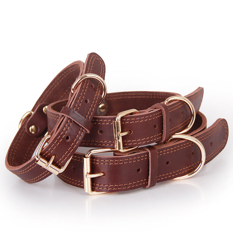 Cowhide Dog Collar with Copper Buckle