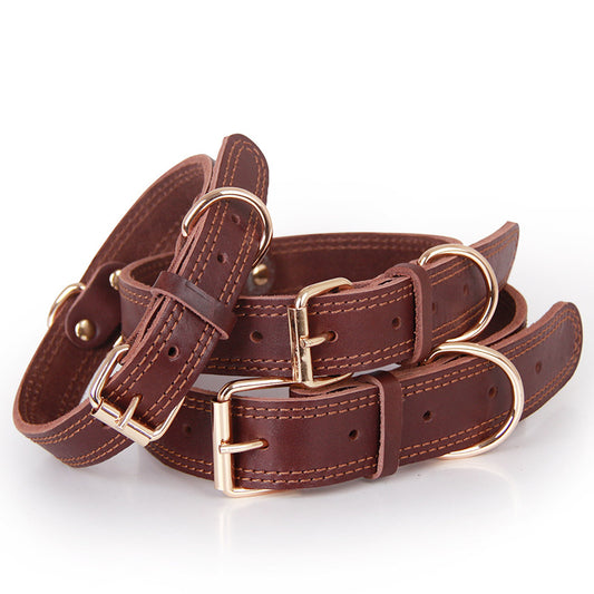 Cowhide Dog Collar with Copper Buckle