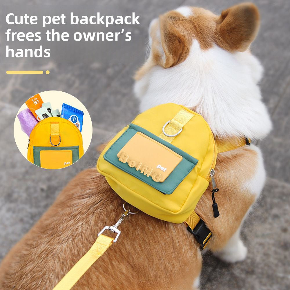 Dog Backpack Leash Harness Outdoor Walking Harness for Small Medium Dogs