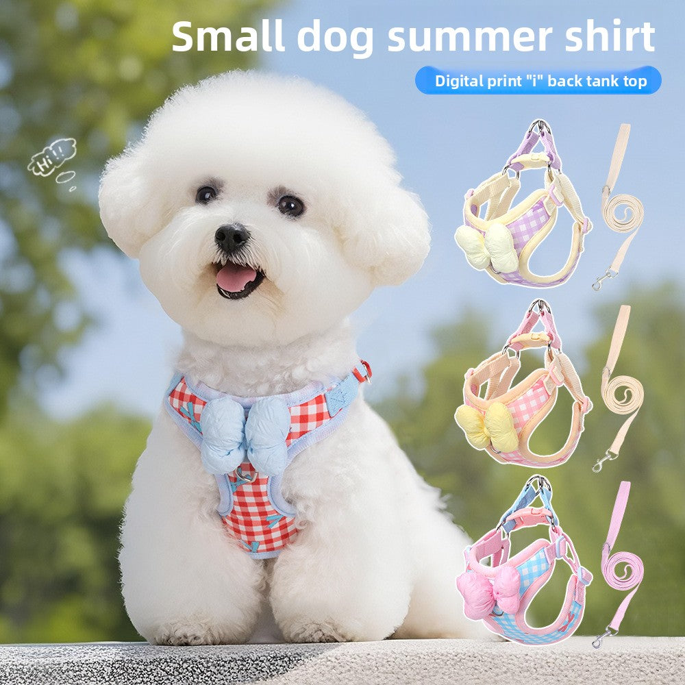 Adjustable Dog Harness Leash with Bow