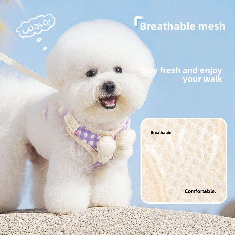 Adjustable Dog Harness Leash with Bow