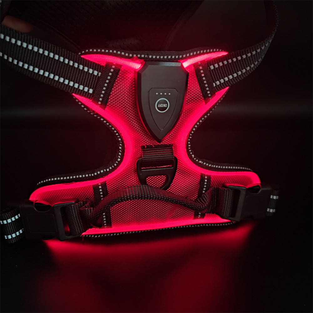 LED Luminous Pet Chest Strap Night Dog Walking Anti-car Accident Adjustable Flash Cat and Dog Vest