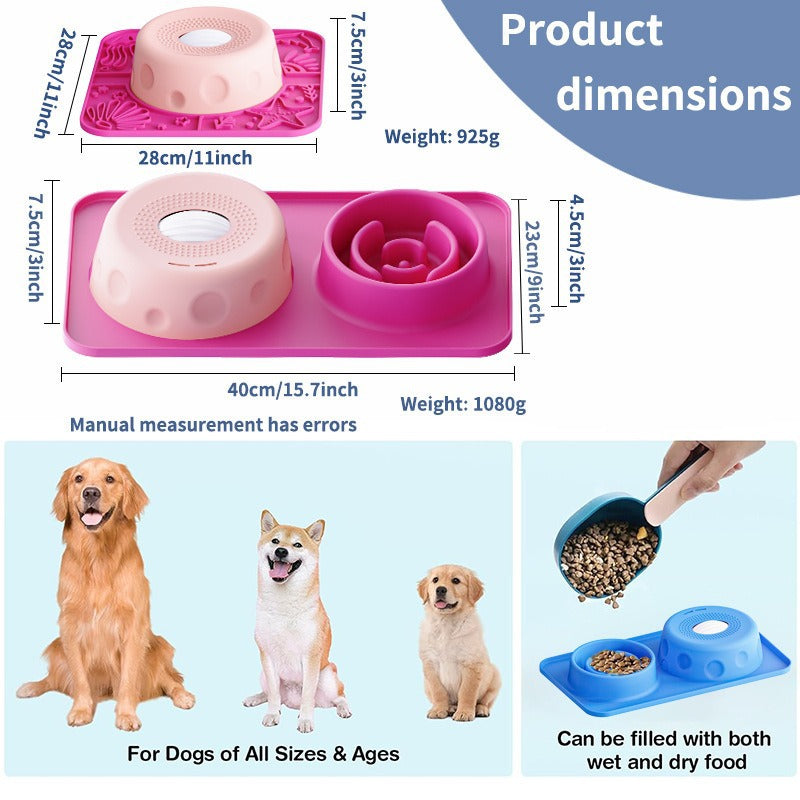 Adjustable Raised Slow Feeder Bowl Set