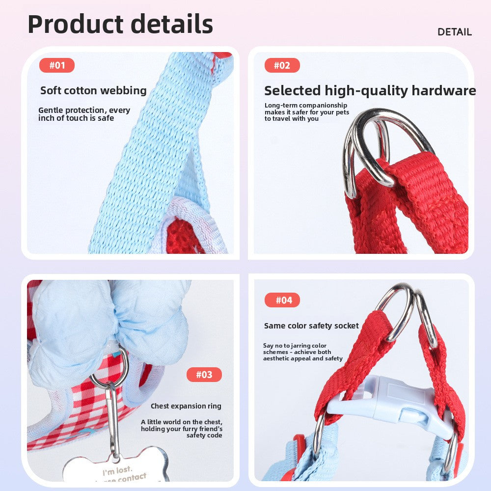 Adjustable Dog Harness Leash with Bow